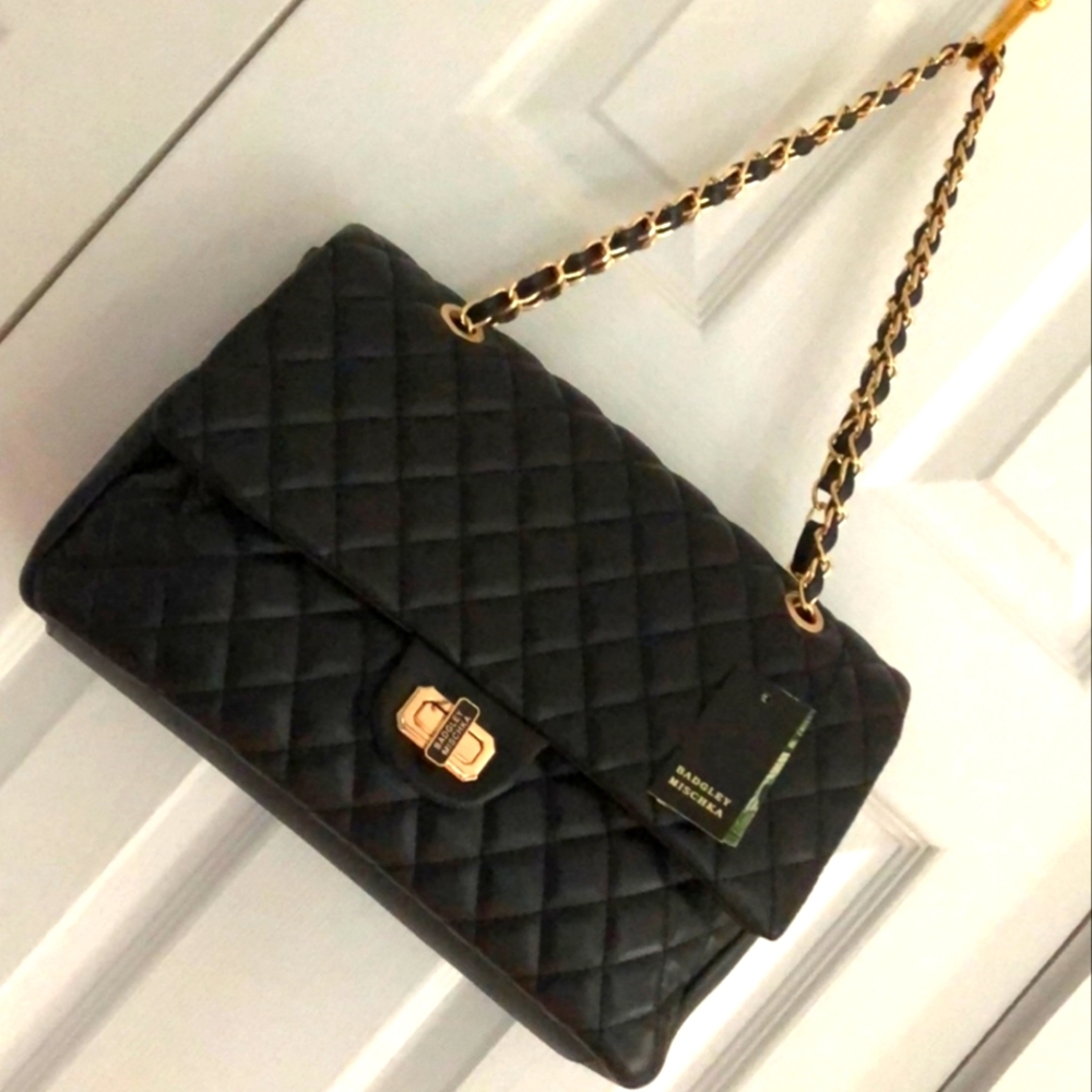 BADGLEY MISCHKA QUILTED MESSANGER BAG - BLACK